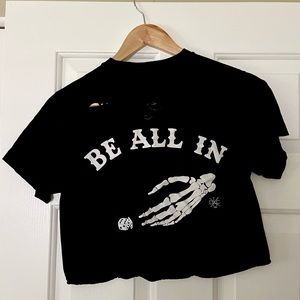 Be All In - Black Biker Crop Top